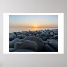 rocky beach sunset cyprus posters