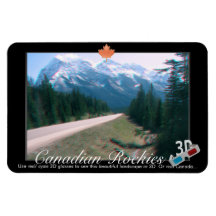 Rocky Mountains Canada 3D Red Cyan Anaglyph Photo Flexible Magnets