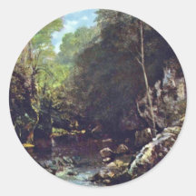 Rocky River Valley By Courbet Gustave Round Sticker