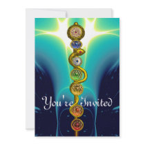 ROD OF ASCLEPIUS WITH 7 CHAKRAS ,SPIRITUAL ENERGY INVITATIONS