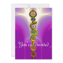 ROD OF ASCLEPIUS WITH 7 CHAKRAS ,SPIRITUAL ENERGY CUSTOM INVITATION
