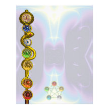 ROD OF ASCLEPIUS WITH 7 CHAKRAS ,SPIRITUAL ENERGY CUSTOM LETTERHEAD