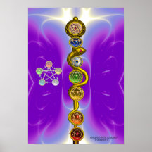 ROD OF ASCLEPIUS WITH 7 CHAKRAS ,SPIRITUAL ENERGY PRINT