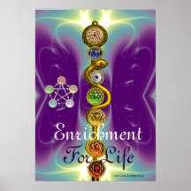 ROD OF ASCLEPIUS WITH 7 CHAKRAS ,SPIRITUAL ENERGY PRINT