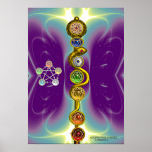 ROD OF ASCLEPIUS WITH 7 CHAKRAS ,SPIRITUAL ENERGY POSTERS