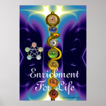 ROD OF ASCLEPIUS WITH 7 CHAKRAS ,SPIRITUAL ENERGY PRINT