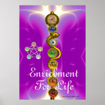 ROD OF ASCLEPIUS WITH 7 CHAKRAS ,SPIRITUAL ENERGY PRINT