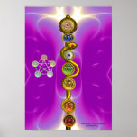 ROD OF ASCLEPIUS WITH 7 CHAKRAS ,SPIRITUAL ENERGY POSTERS