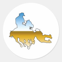 Rodeo - Bull Dogging; steer wrestling Round Sticker