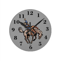 rodeo cowboy and bucking horse clock