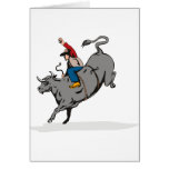 Rodeo cowboy bull riding card