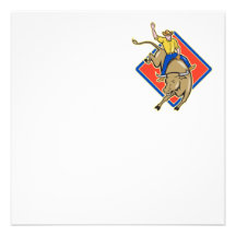 Rodeo Cowboy Bull Riding Cartoon Custom Invite