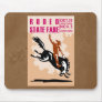 rodeo cowboy riding bucking bronco poster mouse pads