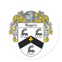 Rogers Coat of Arms (Mantled) Round Stickers