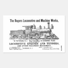 Rogers Locomotive Works 1870 Rectangle Stickers