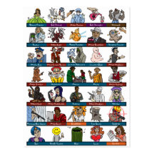Roles in Mafia/Werewolf Roleplaying Game Postcards