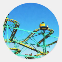 Roller Coaster Round Stickers