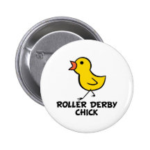 Roller Derby Chick Button
