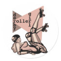 roller derby girl pin up stickers