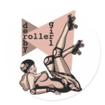 roller derby girl pin up stickers