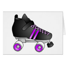 Roller Derby Skates Black and Purple Greeting Card