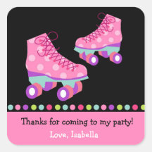 Roller Skating Birthday Party Favour Stickers Labe