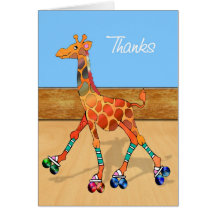 Roller Skating Giraffe at the Rink Thanks Card