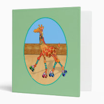 Roller Skating Giraffe at the Roller Rink 3 Ring Binder
