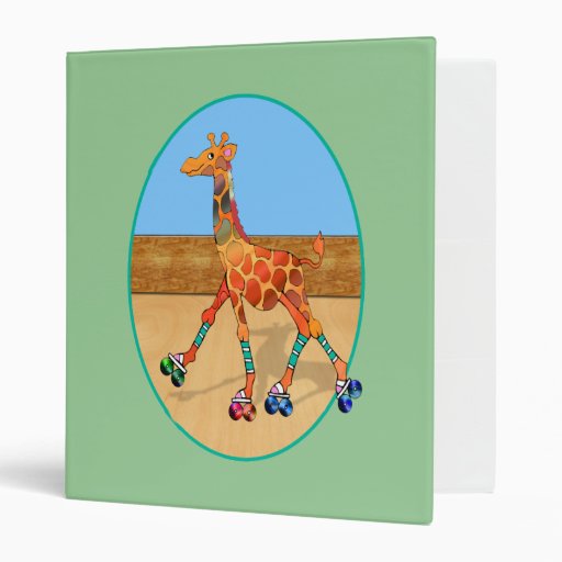 Roller Skating Giraffe at the Roller Rink 3 Ring Binder