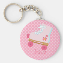 Rollerskates rose pointille Keychain Porte-clef