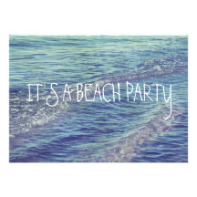 Rolling Beach Waves Blue Lake Michigan Ocean Custom Invitation