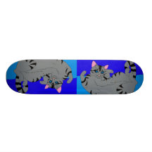 Rolling Kitty On Blue Skateboard