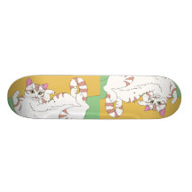Rolling Kitty On Green Skateboard