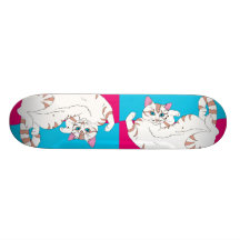 Rolling Kitty On Pink Skateboard Deck