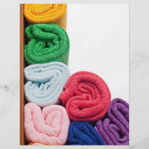 Rolls of colourful microfiber towels personalized flyer