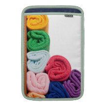 Rolls of colourful microfiber towels MacBook air sleeves