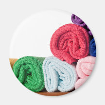 Rolls of colourful microfiber towels magnet