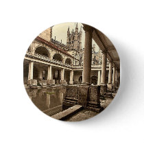Roman Baths and Abbey, III, Bath, England classic Pinback Button