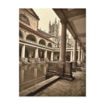 Roman Baths and Abbey, III, Bath, England classic Post Card