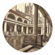Roman Baths and Abbey, III, Bath, England classic Round Stickers