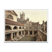 Roman Baths and Abbey, IV, Bath, England classic P Postcards