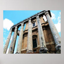 Roman columns with Temple  POSTER
