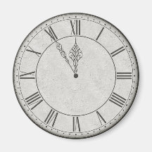 Roman Numeral Clock Face B&W Fridge Magnets