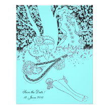ROMANCE, SAVE THE DATE, black and blue Invites
