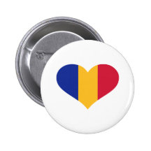 Romania flag heart pinback button