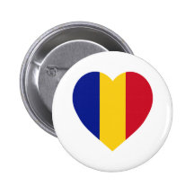 Romania Flag Heart Pinback Buttons