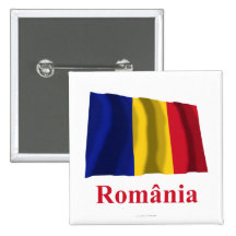 Romania Waving Flag with Name in Romanian Buttons