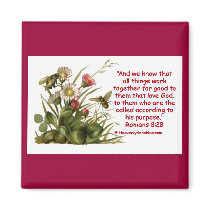 Romans 8:28 Bee Motif Refrigerator Magnet