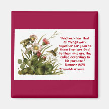 Romans 8:28 Bee Motif Refrigerator Magnet