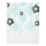 romantic aqua blue white damask design letterhead design